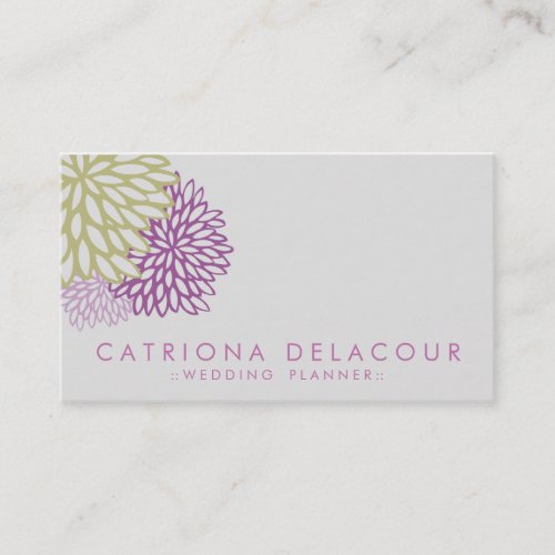 Purple and Green Flowers Stylish Business Card