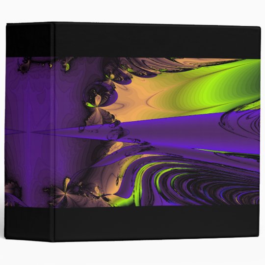 Purple and Green Funky Fractal Art. 3 Ring Binder