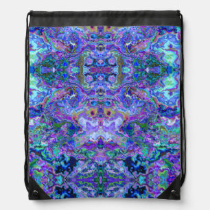 Purple and Green Geode Inspired Art Drawstring Bag