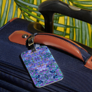 Purple and Green Geode Inspired Art Luggage Tag