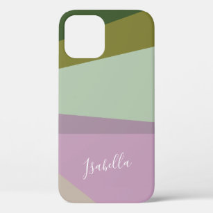Purple and Green Geometric Art Personalized   iPhone 12 Pro Case