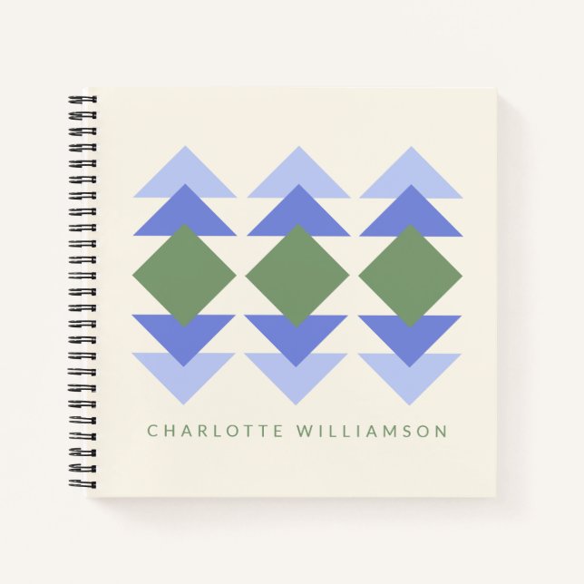 Purple and Green Geometric Art Personalized   Notebook (Front)