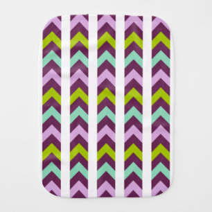 Purple and Green Geometric Chevron Pattern Burp Cloth