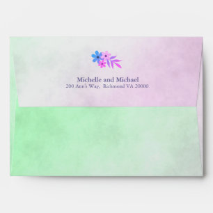 Purple and Green Gradient Parchment Floral Design Envelope