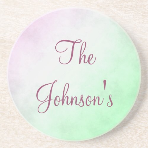 Purple and Green Gradient Personalize Sandstone Coaster