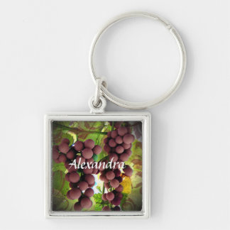 Purple and Green Grapes Vineyard Personalized Name Keychain