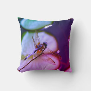 purple and green green dragonfly, purple pillow