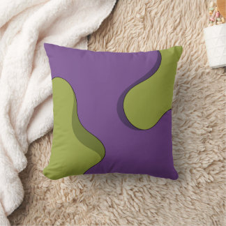 Purple and Green Groovy Wavy Abstract Pattern. Throw Pillow