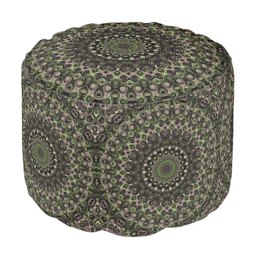 Purple and Green Jewel Tone Mandala Design Pouf