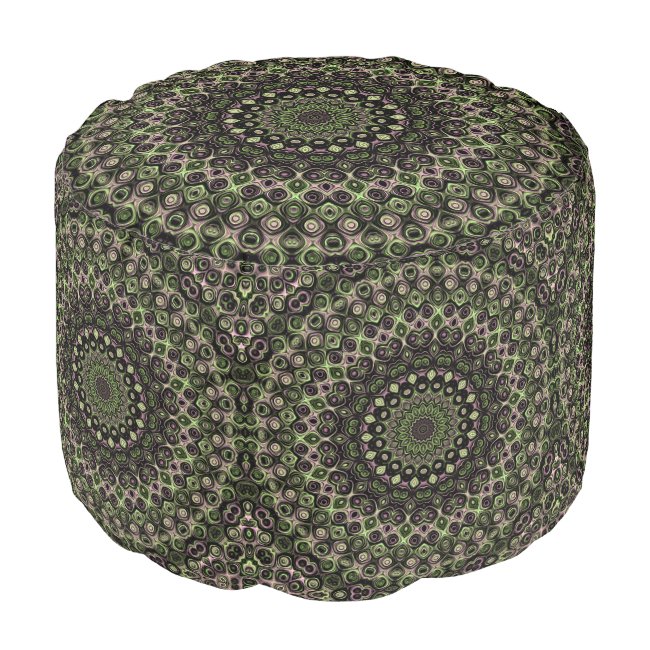 Purple and Green Jewel Tone Mandala Design Pouf