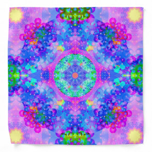 Purple and Green Kaleidoscope Fractal Art Bandana