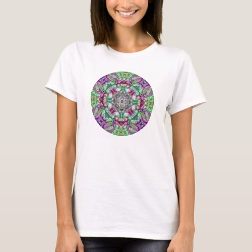 Purple and Green Lilac Dreams Mandala T_Shirt