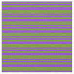 [ Thumbnail: Purple and Green Lines Pattern Fabric ]