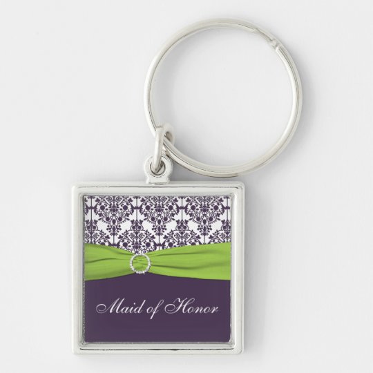 Purple and Green Maid of Honor Keychain