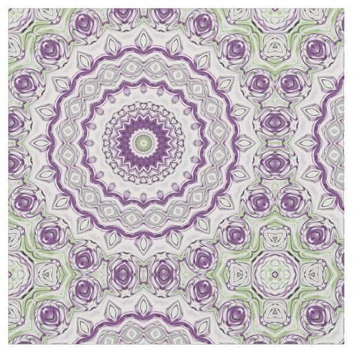Purple and Green Mandala Pattern Design Fabric