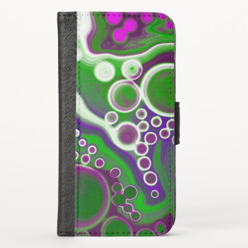 Purple and Green Marble Fluid Art   iPhone X Wallet Case