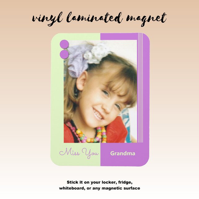 Purple and green miss you grandma photo magnet (Creator Uploaded)