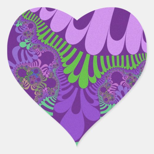 Purple and Green Mod Heart Sticker