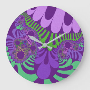 Purple and Green Mod Large Clock