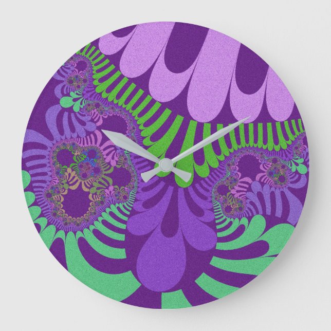 Purple and Green Mod Large Clock (Front)
