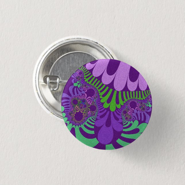 Purple and Green Mod Pinback Button (Front & Back)
