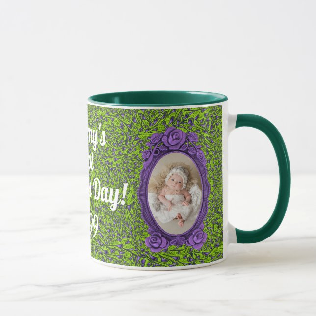 Purple and Green Mommy's 1st Mother's Day Photo Mug (Right)