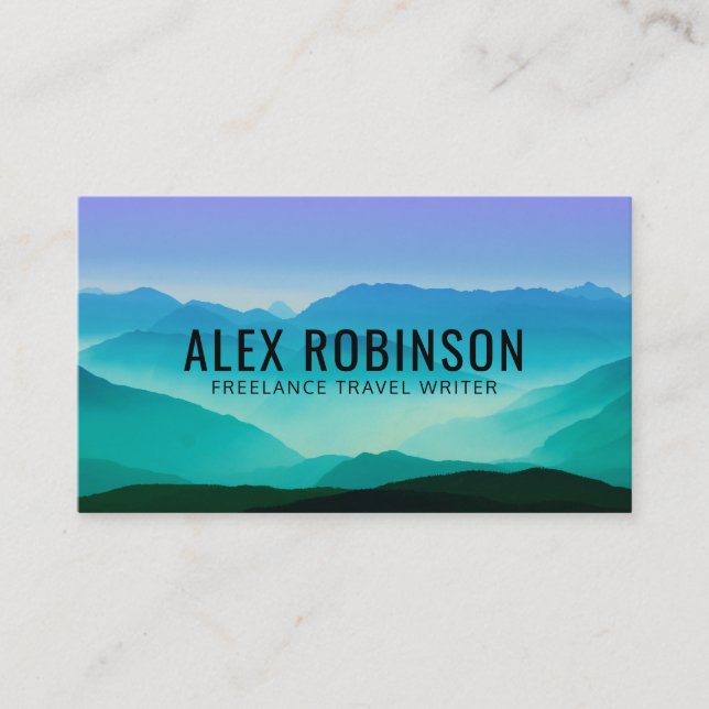 Purple and green mountains business card (Front)