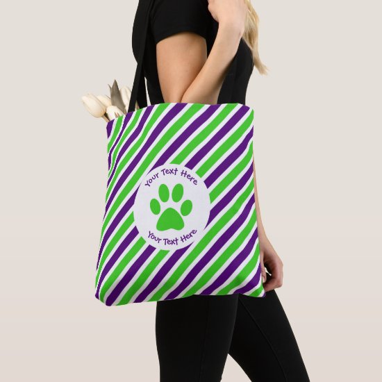 [Purple and Green] Narrow Stripes Tote Bag