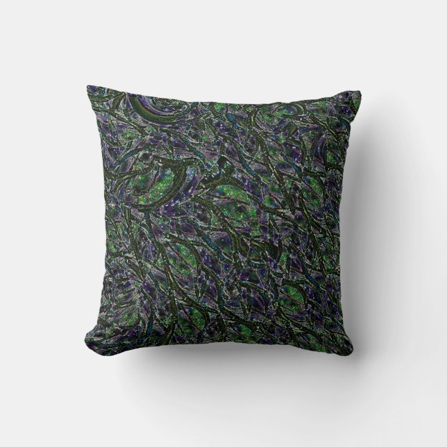 Purple and Green Nature Inspired Pillow (Front)