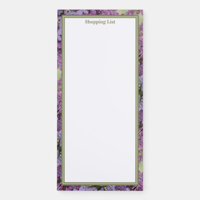 Purple and Green Patterned Magnetic Notepad (Front)