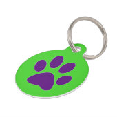 [Purple and Green] Paw Print Pet Name Tag (Side)