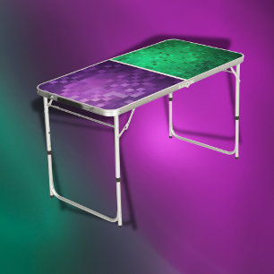 Purple and Green Pixel Art   Tailgate  Beer Pong Table