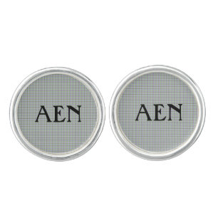 Purple and Green Plaid Men's Cufflinks