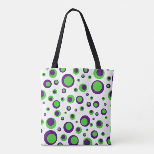 Purple and Green Polkadots Tote Bag