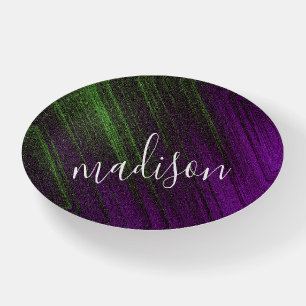 Purple and Green Shimmer Gradient Personalized Paperweight