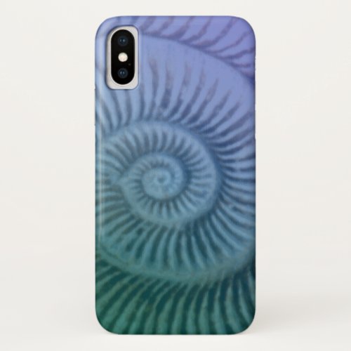 Purple and Green Spiral Ammonite Fossil Art iPhone X Case
