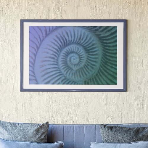 Purple and Green Spiral Ammonite Fossil Art Print