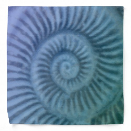 Purple and Green Spiral Ammonite Fossil Art Print Bandana