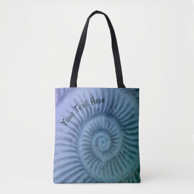Purple and Green Spiral Ammonite Fossil Art Tote Bag (Front)