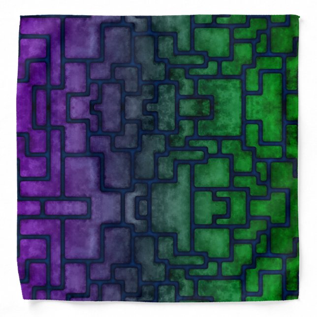 Purple and Green Squaretangle Bandana (Front)