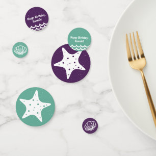 Purple and Green Starfish Sea Shell Mermaid Party Confetti