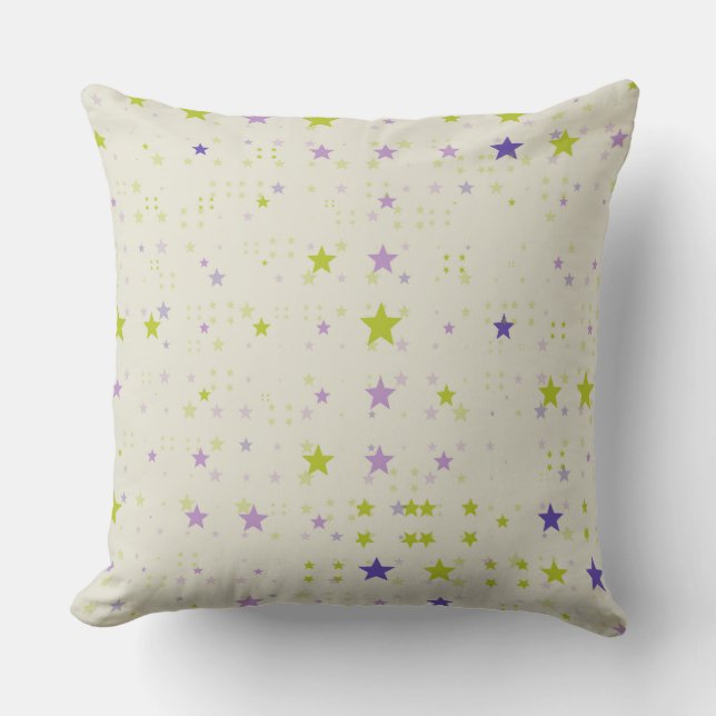 Purple and Green Stars Throw Pillow (Front)