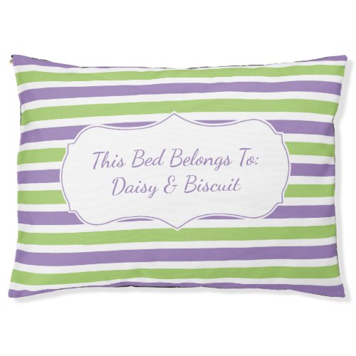 Purple and Green Stripe Monogram Pet Bed