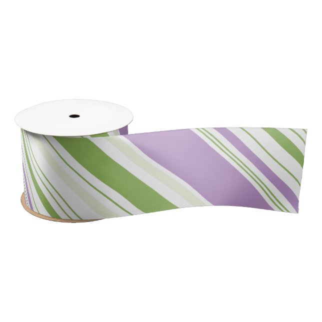 Purple and Green Striped  Satin Ribbon (Spool)
