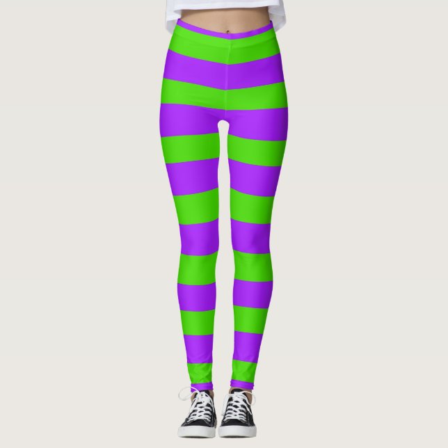 Purple and Green Striped St. Urho Leggings (Front)