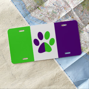 [Purple and Green] Stripes Color-Block License Plate