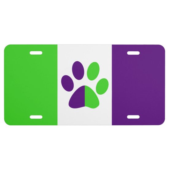 [Purple and Green] Stripes Color-Block License Plate