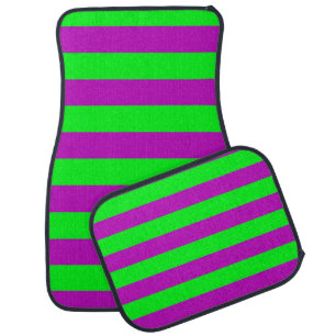 Purple and Green Stripes Design Car Floor Mat