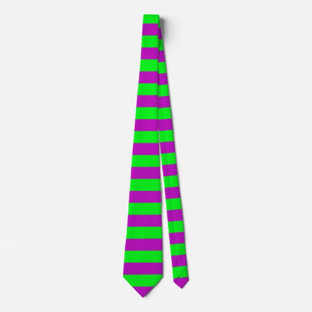 Purple and Green Stripes Design Neck Tie (Front)