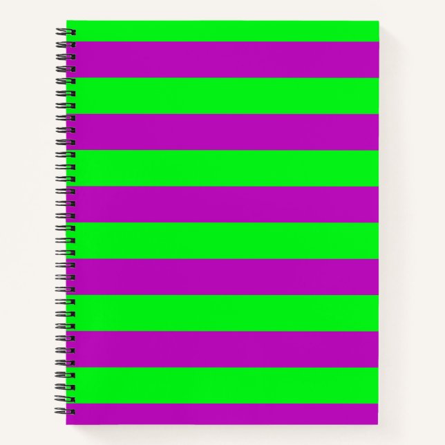 Purple and Green Stripes Design Notebook (Front)